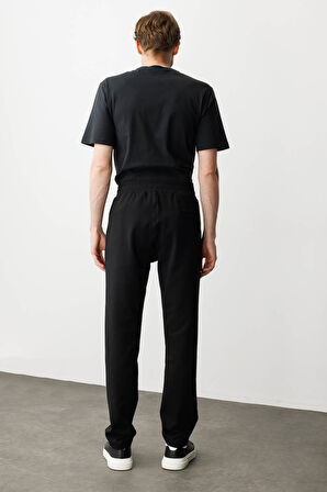 Erkek Cep Yanı Kumaş Eşofman Altı Siyah