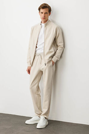 Erkek Cep Yanı Kumaş Eşofman Altı A.Ekru