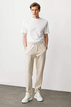 Erkek Cep Yanı Kumaş Eşofman Altı A.Ekru