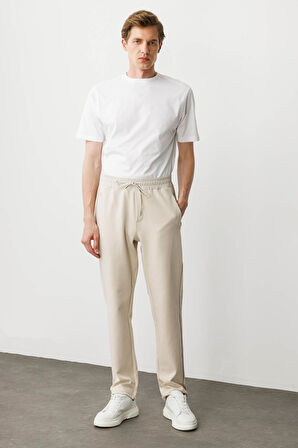 Erkek Cep Yanı Kumaş Eşofman Altı A.Ekru