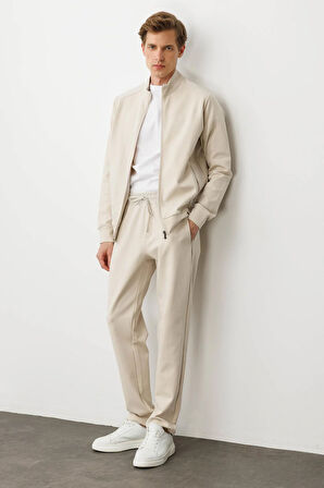 Erkek Cep Yanı Kumaş Eşofman Altı A.Ekru