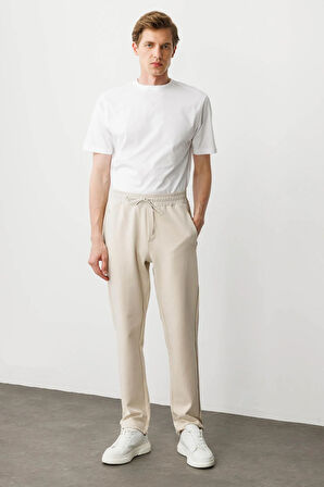 Erkek Cep Yanı Kumaş Eşofman Altı A.Ekru