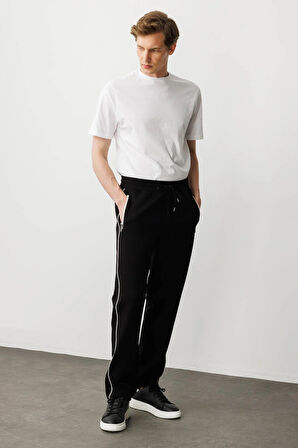 Erkek Yanı Çizgili Eşofman Altı Siyah