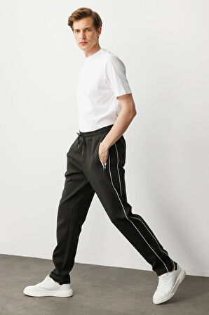 Erkek Yanı Çizgili Eşofman Altı K.Haki