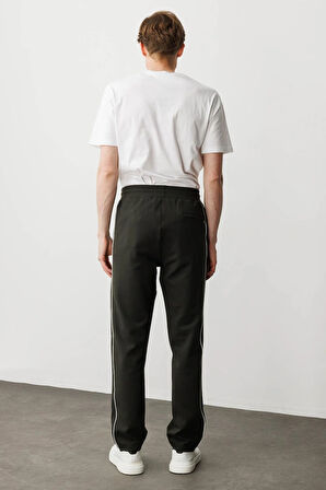 Erkek Yanı Çizgili Eşofman Altı K.Haki