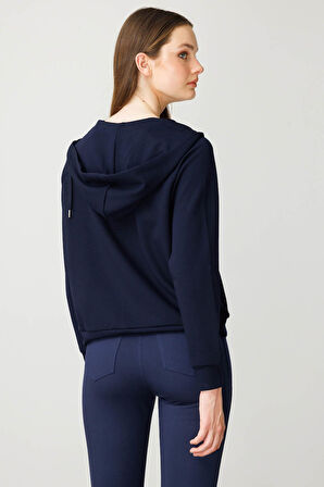 Kadın Kanguru Cepli Sweat Eşofman Üstü Lacivert