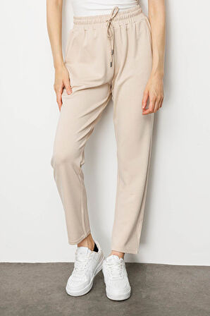 Kadın Yan Cepli Eşofman Altı Bej