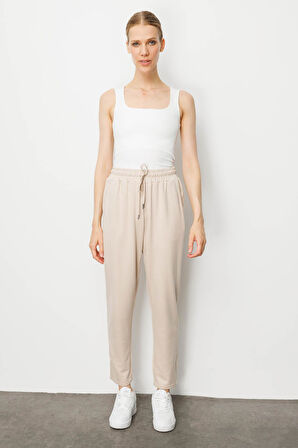 Kadın Yan Cepli Eşofman Altı Bej