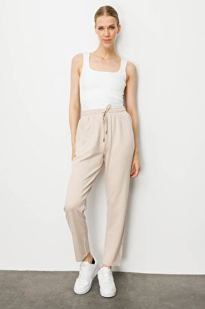 Kadın Yan Cepli Eşofman Altı Bej