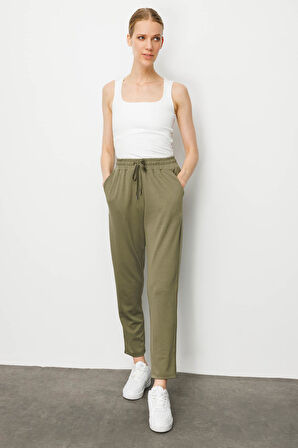 Kadın Yan Cepli Eşofman Altı Haki