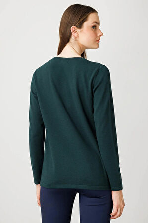 Kadın Sıfır Yaka Dantel Çiçek İşlemeli Ligralı Bluz Yeşil