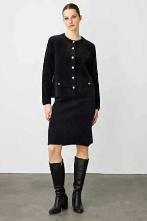 Kadın Triko Kısa Etek Siyah