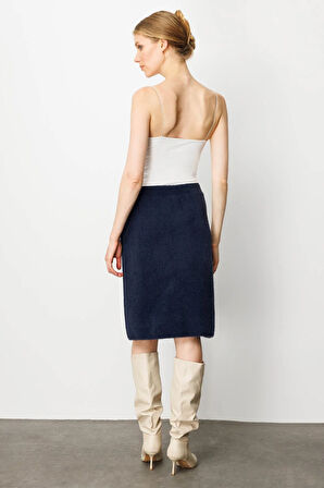 Kadın Triko Kısa Etek Lacivert