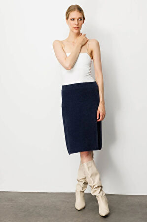 Kadın Triko Kısa Etek Lacivert