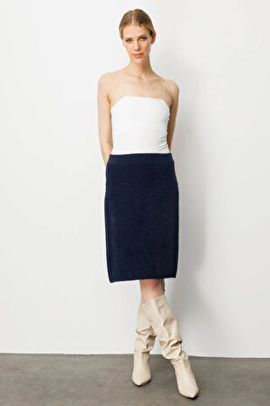 Kadın Triko Kısa Etek Lacivert