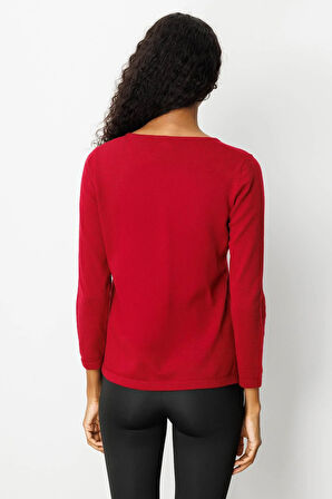 Kadın Sıfır Yaka Yaka Kenarı İşlemeli Yün Bluz V.Çürüğü