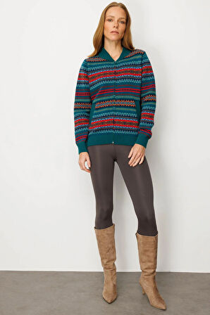 Kadın Hakim Yaka Jakarlı Yün Hırka K.Ö.başı