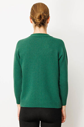 Kadın V Yaka Kısa Yün Hırka Ö.Başı