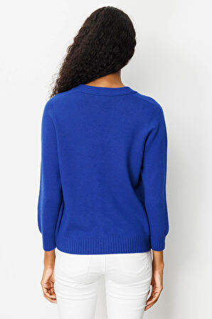 Kadın V Yaka Kısa Yün Hırka K.S.Mavi