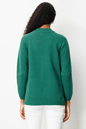 Kadın Dik Yaka Cepli Basic Yün Hırka Ö.Başı