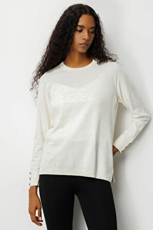 Kadın Sıfır Yaka Yırtmaçlı Yanı Düğmeli Bluz Kemik