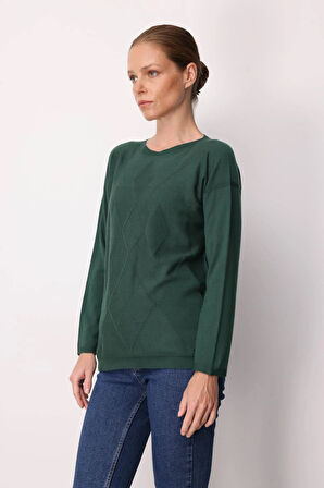 Kadın Önü Baklavalı Yan Örgü Kazak Ö.Başı