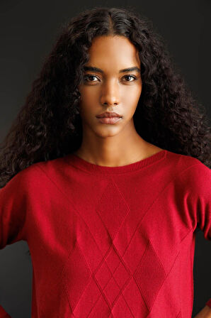 Kadın Önü Baklavalı Yan Örgü Kazak V.Çürüğü