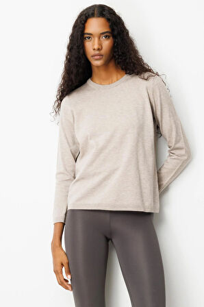 Kadın Basic Sıfır Yaka Kazak Vizon