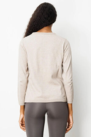 Kadın Basic Sıfır Yaka Kazak Vizon