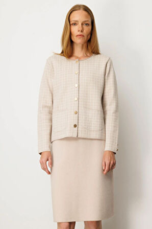 Kadın Triko Düz Basic Etek Bej