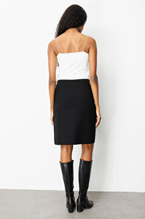 Kadın Triko Düz Basic Etek Siyah
