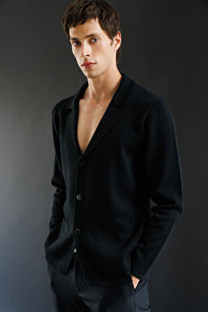 Erkek Cepli Blazer Ceket Siyah