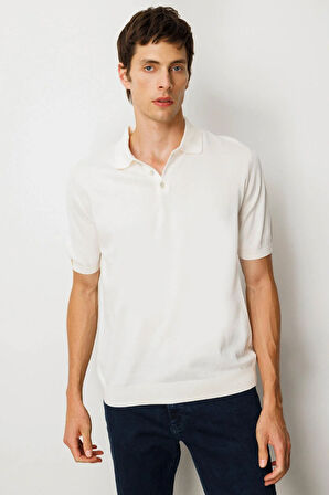 Erkek Polo Yaka %100 Pamuk Kısa Kol İnce Triko Krem