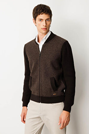 Erkek Hakim Yaka Önü Keçe Triko Mont K.Kahve