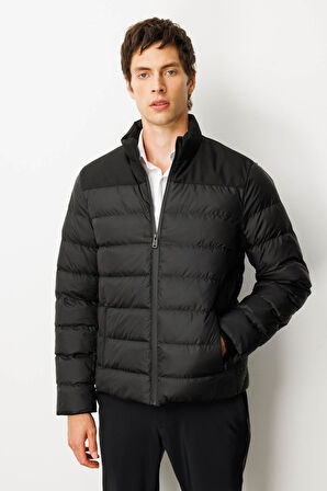 Erkek Kapitone Şişme Mont Siyah