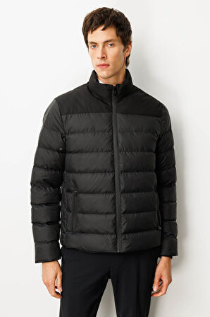 Erkek Kapitone Şişme Mont Siyah