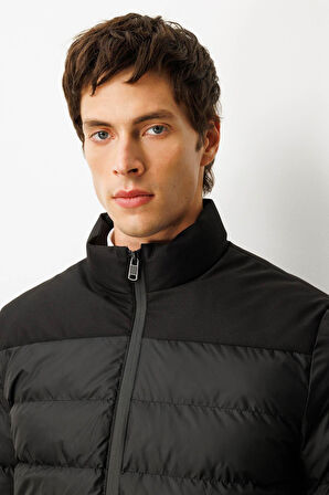 Erkek Kapitone Şişme Mont Siyah