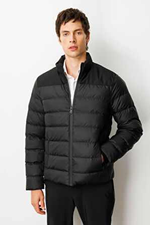 Erkek Kapitone Şişme Mont Siyah