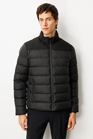 Erkek Kapitone Şişme Mont Siyah