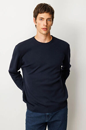 Erkek Sıfır Yaka Çelik Örgü Yün Kazak K.Lacivert