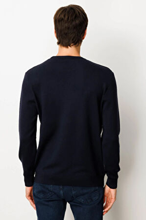 Erkek Sıfır Yaka Çelik Örgü Yün Kazak K.Lacivert