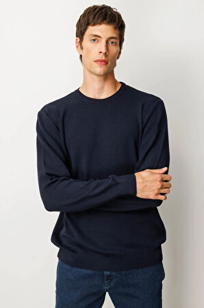 Erkek Sıfır Yaka Çelik Örgü Yün Kazak K.Lacivert