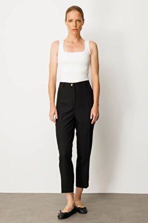 Kadın Beş Cepli Kumaş Pantolon Siyah