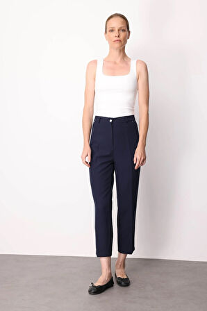 Kadın Beş Cepli Kumaş Pantolon Lacivert