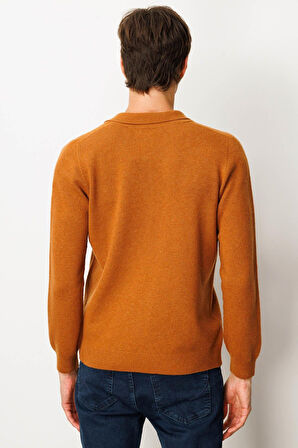 Erkek Polo Yaka Basic Yün Kazak Tarçın
