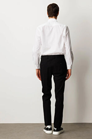 Erkek Beli Lastikli Yan Cepli Koton Pantolon Siyah