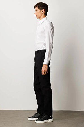 Erkek Beli Lastikli Yan Cepli Koton Pantolon Siyah