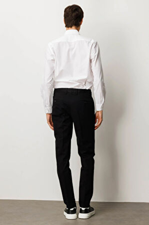 Erkek Beli Lastikli Yan Cepli Koton Pantolon Siyah