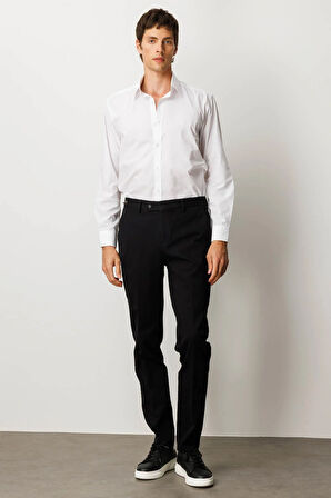 Erkek Beli Lastikli Yan Cepli Koton Pantolon Siyah