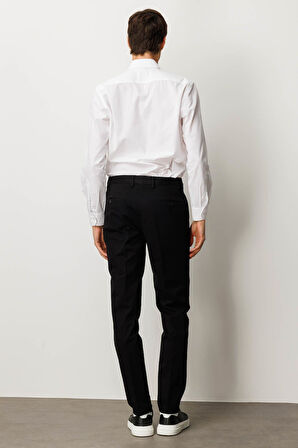 Erkek Beli Lastikli Yan Cepli Koton Pantolon Siyah